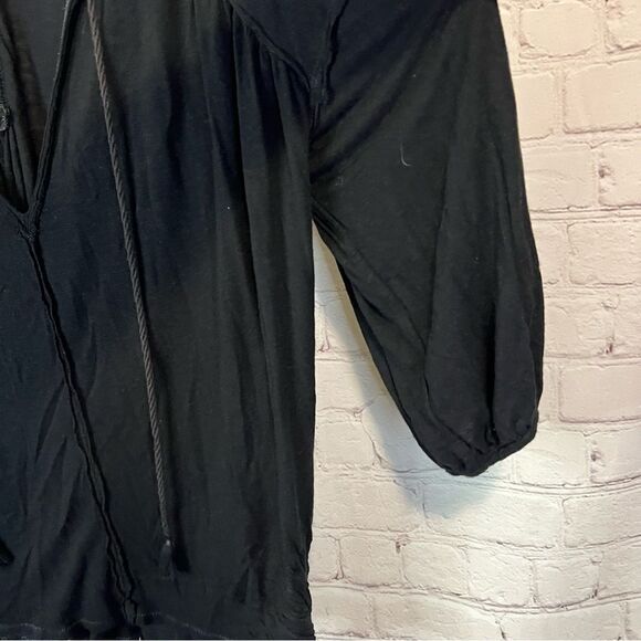 We The Free Free People Black Tie Oversized Blouse Size Small - Picture 4 of 7